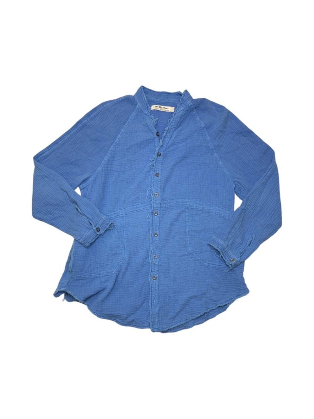 We The Free Oversized Blue Gauze Button-Down Shirt Size XS